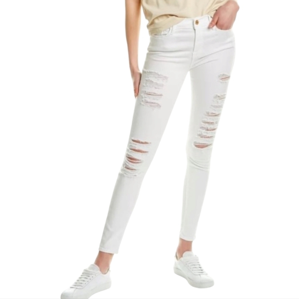 Frame White Destroyed Le Skinny de Jeanne Jeans - Size 30